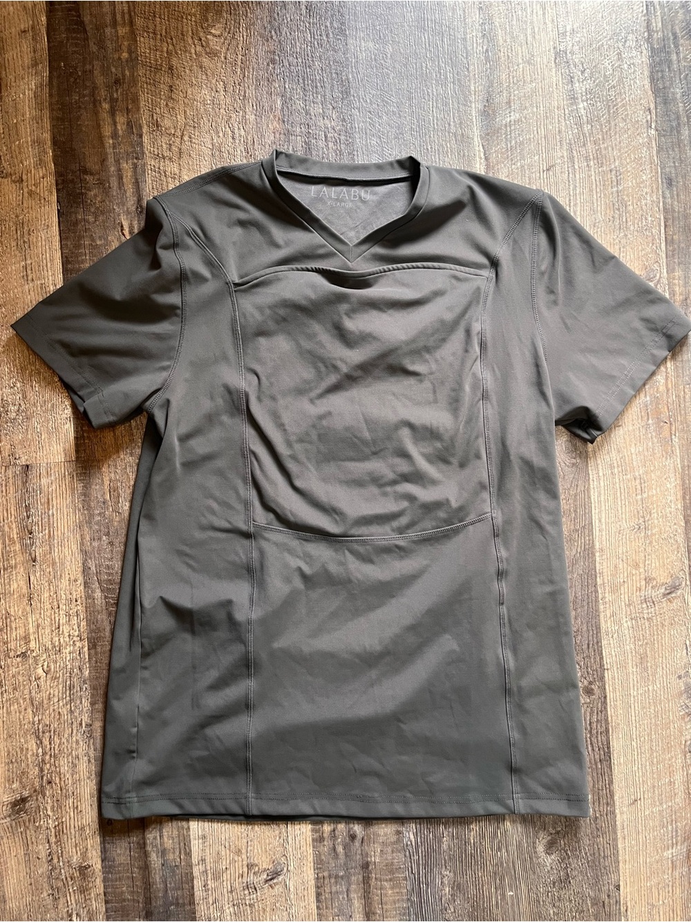 Lalabu Dad Shirt Baby-wearing Men's V-Neck Short Sleeve in Dark Gray Size XL